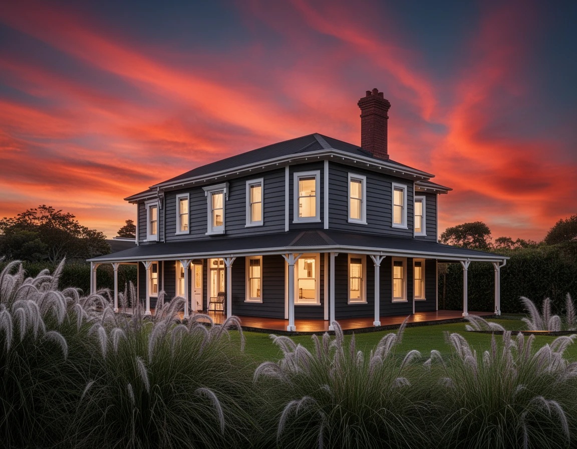 Premium Auckland villa at sunset - White Rose Painting